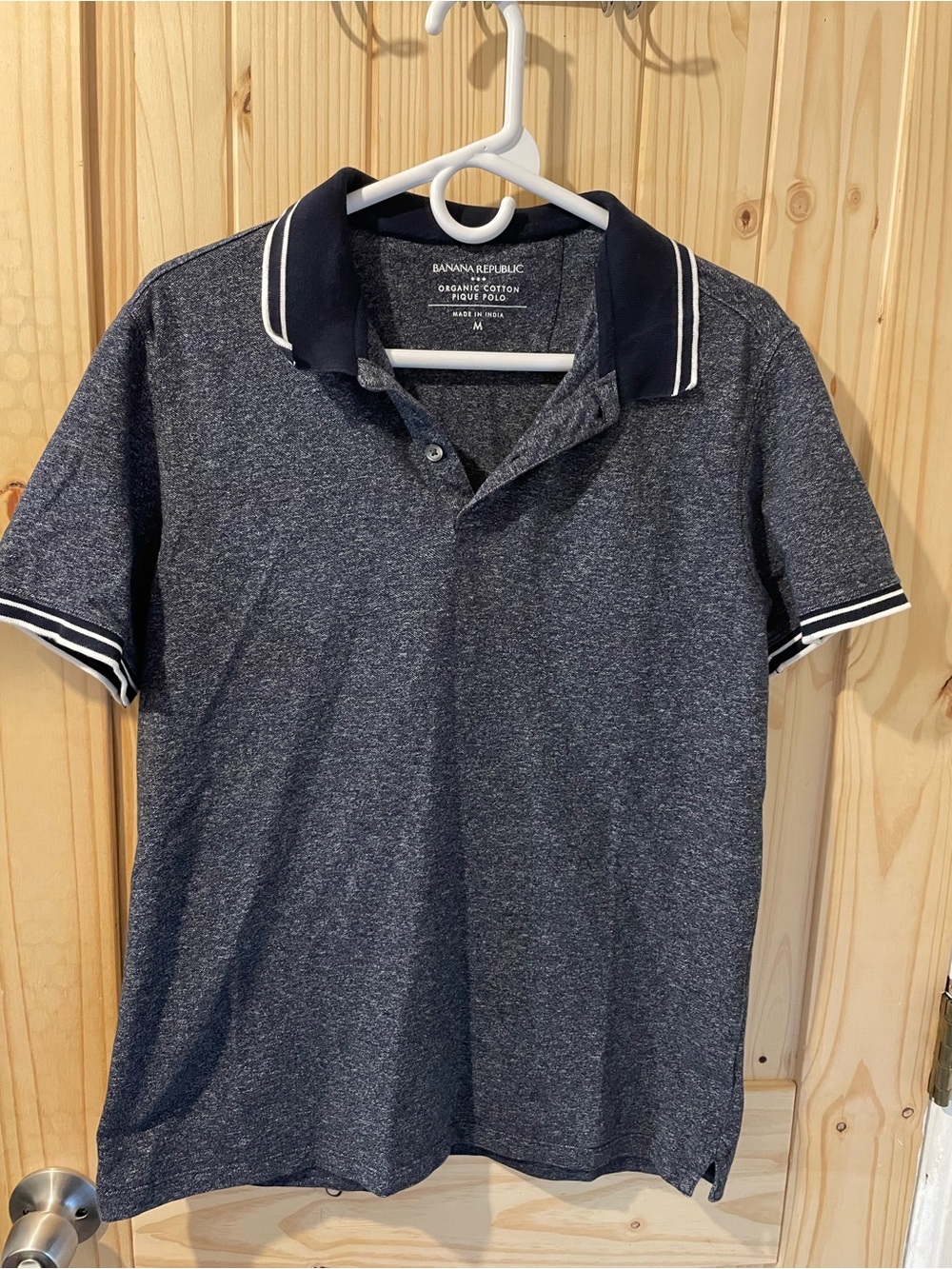 Banana Republic Navy Heather Polo with White Trim